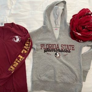 FSU// long sleeve hoodie and scarf